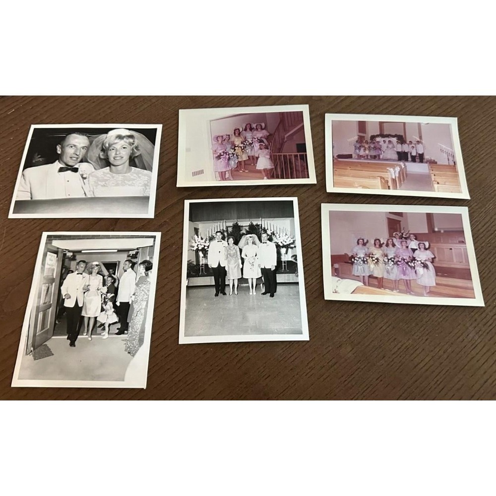 Vtg Wedding Photo Lot Pastel Short Bridesmaid Dresses‎ B&W Guests 1950s 1960s
